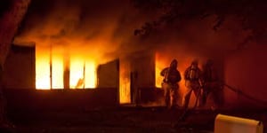 image of a house on fire