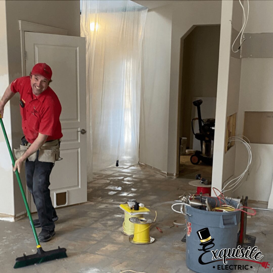 Dustin Cleaning Up after an electrical renovation